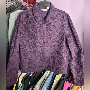 Croft & Barrow Dark Purple Jacquard Floral
Long Sleeve Blazer Women's SZ XL